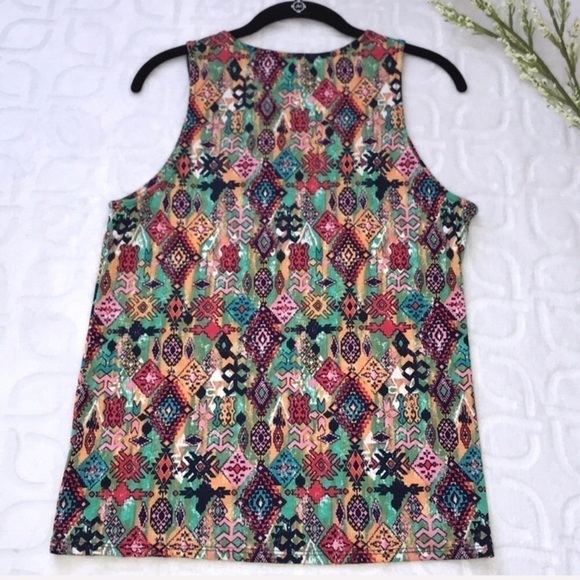 MARKET & SPRUCE Boho Aztec Light Tank Top medium - Picture 6 of 8